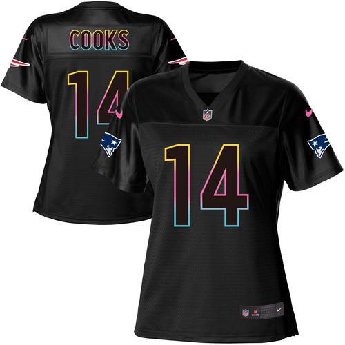 Nike Patriots #14 Brandin Cooks Black Women's NFL Fashion Game Jersey
